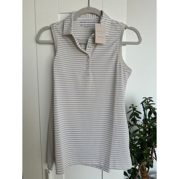 Peter Millar Tops - Peter Millar Ladies Sport Mesh Button-Up Sleeveless Striped Polo NWT, Size XS
